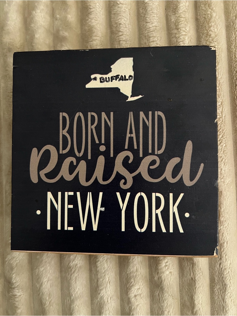Born and Raised New York Decorative Plaque - Dark Navy—great condition!